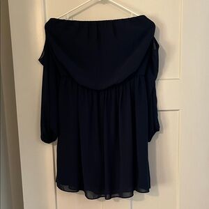 A. Byer Navy Off-Shoulder Dress